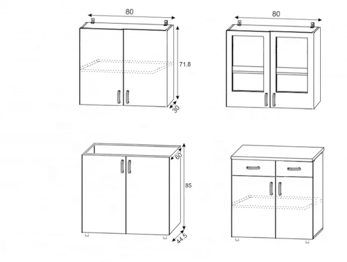 ЛДСП Кухня Рио NEW 1,6м дуб крафт (кастилло темный)
