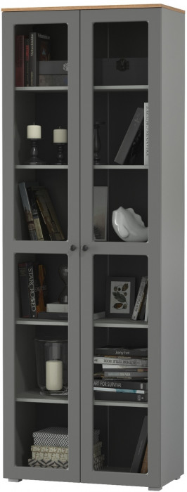 Остин 16.394.02 Шкаф-витрина, цвет серый графит/дуб крафт золотой, ШхГхВ 80х41,8х229,8 см.