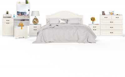 Ливерпуль Спальня № 2 12.46 + 10.118 + 10.117 + 14.02 + 10.103 + 11.08ОСН + две 08.146, ясень ваниль/белый