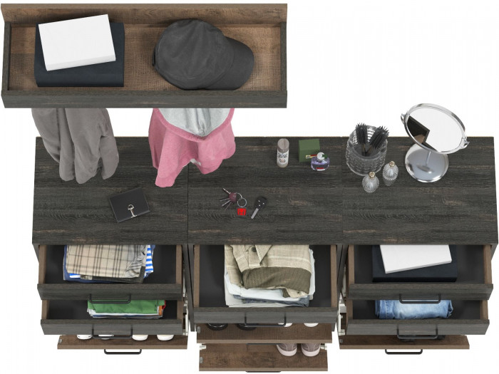 Трувор Прихожая 154, цвет дуб гранж песочный/интра, ШхГхВ 150х37х195 см.