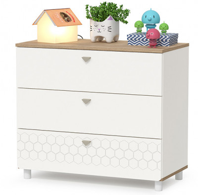 Эйп 13.322 Комод, цвет белый/дуб белый, ШхГхВ 85х41,5х75 см.