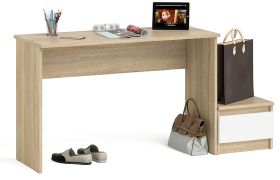 Мори письменный стол МСП1200.1 + Тумба ТМП400.1, дуб сонома/белый