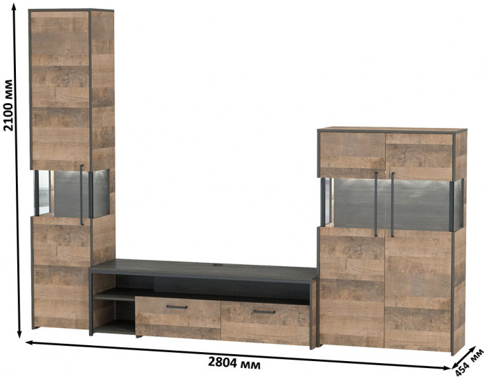 Трувор Гостиная 026, дуб гранж песочный/интра