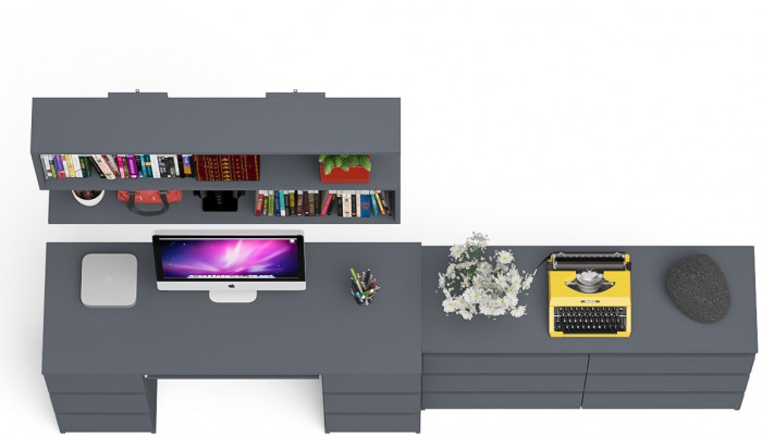 Мори компьютерный стол МС-2 + Комод МК1200.6 + Полка 1200, графит