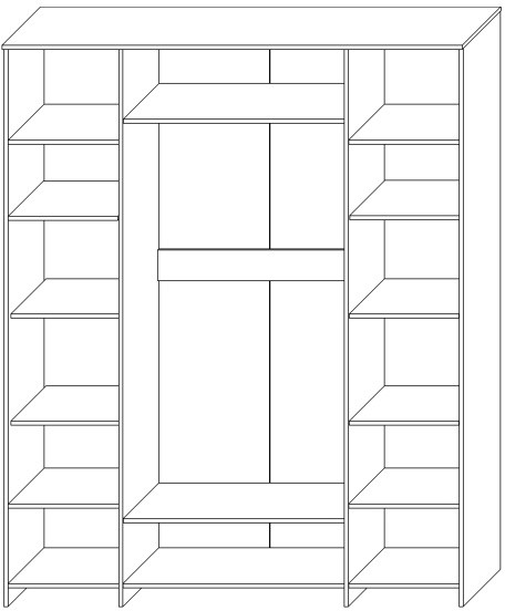 Шкаф для одежды 4-х дверный "Римини" - Белый текстурный/Дуб полярный