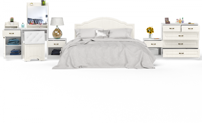 Ливерпуль Спальня № 2 12.46 + 10.118 + 10.117 + 14.02 + 10.103 + 11.08ОСН + две 08.146, цвет ясень ваниль/белый, сп. м. 1600х2000 мм., б/м, орт. есть