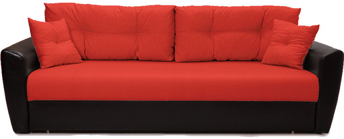 Диван-еврокнижка Амстердам, 160х195, пружинный блок, рогожка/экокожа, красный