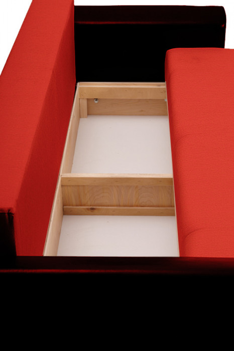 Диван-еврокнижка Амстердам, 160х195, пружинный блок, рогожка/экокожа, красный