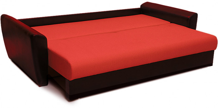 Диван-еврокнижка Амстердам, 160х195, пружинный блок, рогожка/экокожа, красный