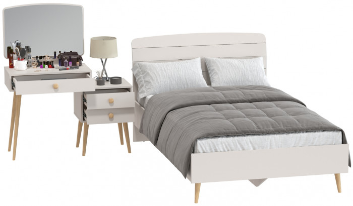 Афина Спальня Кровать 1200 + Трюмо, кашемир серый