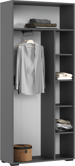 Роджина Шкаф двухстворчатый (800) (Крафт белый, Графит)