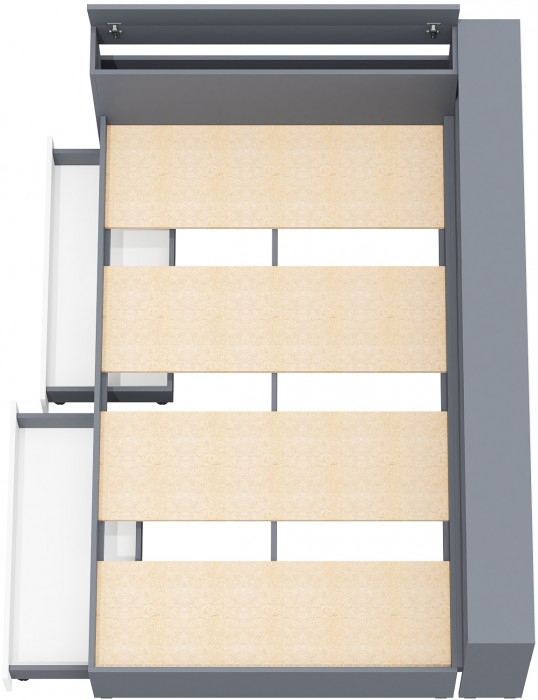 Ксения Кровать с ящиками 1200 + прикроватный блок, графит/белый