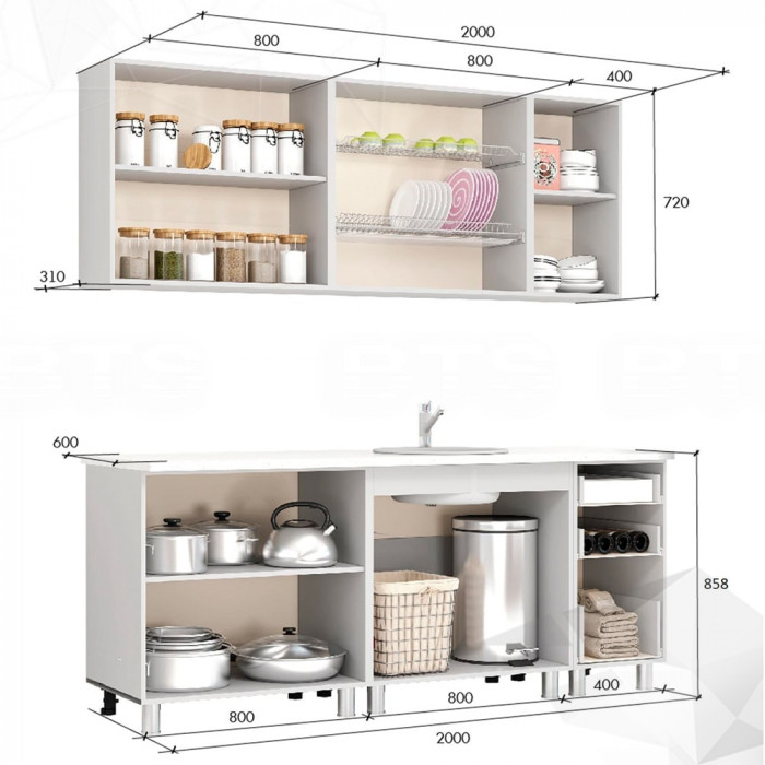 Кухня 2,0м "Крафт" Крафт/Черный янтарь ЛДСП (столешница 2м)