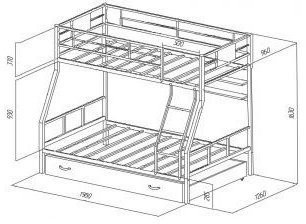Двухъярусная кровать Гранада-1ПЯ, коричневая (Венге, Слоновая кость)