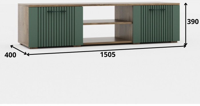 Модульная гостиная "Монреаль" - Дуб канзас/Зеленый матовый