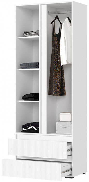 Хелен ШК 01 Шкаф 2х створчатый(0,800х2,100х0,460) МДФ белый супермат, белый/белый