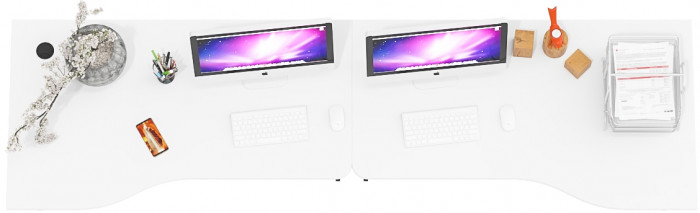 Два стола письменных С-МД-1-04, цвет венге/белый шагрень, ШхГхВ 260х75х74 см., универсальная сборка