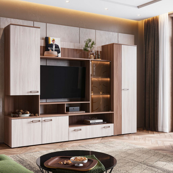 Гостиная Сиенна ЛДСП шимо темный/шимо светлый