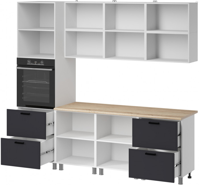 МК Аленушка 2,4м Магнолия Сталь,скоба черный,сонома