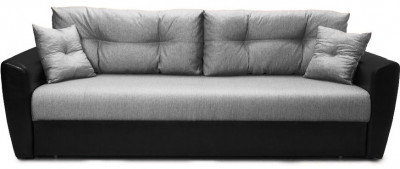 Диван-еврокнижка Амстердам, 160х195, пружинный блок, рогожка/экокожа, серый