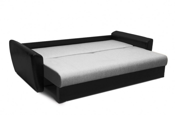 Диван-еврокнижка Амстердам, 160х195, пружинный блок, рогожка/экокожа, серый