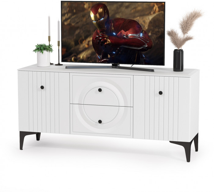 Валенсия Гостиная № 081, цвет ЛДСП белый шагрень/МДФ белый шагрень, ШхГхВ 321,2х38,3х225,2 см., универсальная сборка