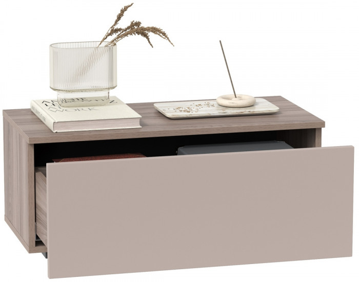 Роквуд Тумба под ТВ 16.54.01, цвет корпус ДСП эмили блаш/фасады МДФ крем, ШхГхВ 76,8х36,8х32 см.