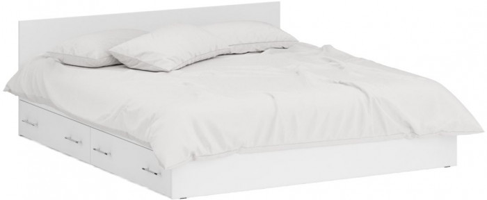 Кровать с ящиками 1800 + Шкаф 2-х створчатый Стандарт, цвет белый, ШхГхВ 183,5х203,5х70 + 90х52х200 см., сп.м. 1800х2000 мм., б/м, основание есть