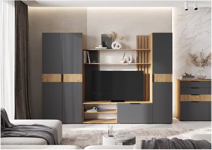 Модульная гостиная (Графит, Крафт золотой)