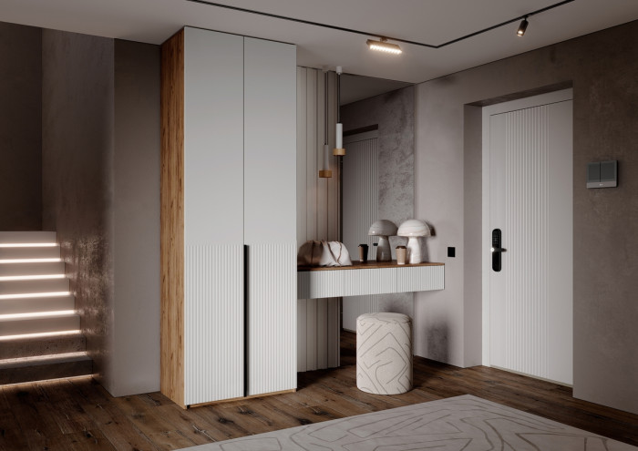 Тумба косметическая со шкафом 2х-ств Марвэл, Крафт золотой/Браш вайт