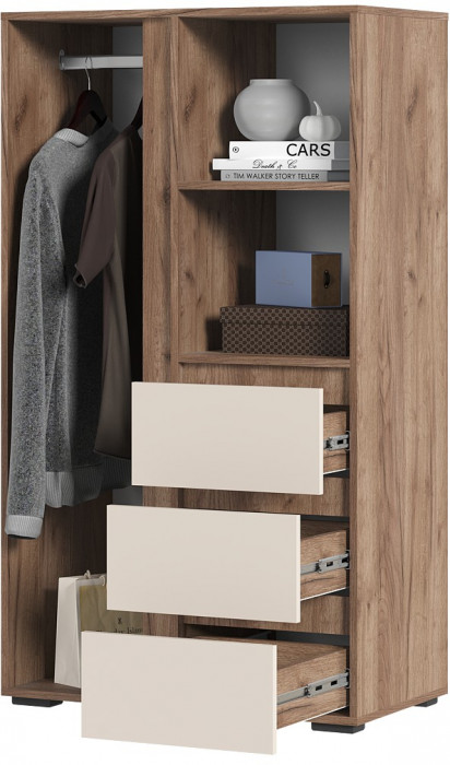 Хелен ШК 03 Шкаф (0,802х1,414х0,460) кашемир/дуб крафт табачный