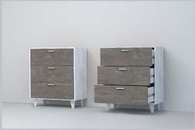 Эго Комод К-3 НГ (Камень Темный/Бетон Светлый)