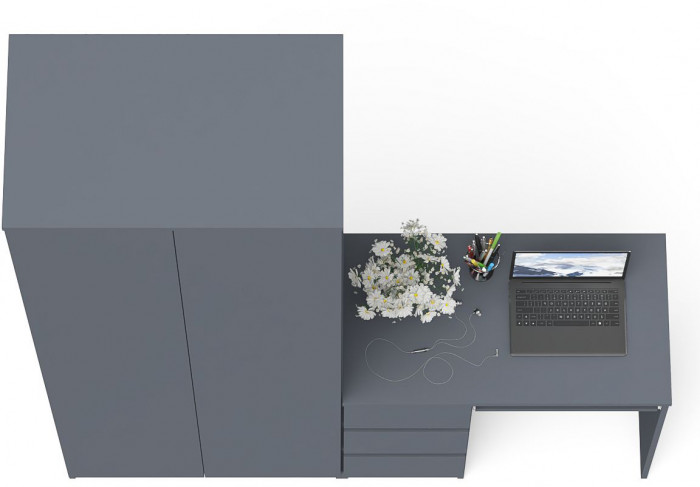 Мори компьютерный стол МС-6 левый + Шкаф МШ800.1, графит